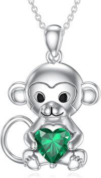 wholesale Metal Stone Monkey Pendant Necklace Birthstone Jewelry Gift for Women-May