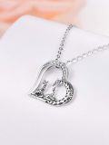 wholesale 925 Sterling Silver Mother and Baby Giraffes in Heart Shape Pendant Necklace for Women Mom Grandmother Gift-0-2