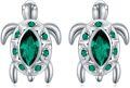wholesale 925 Sterling Silver Green Austrian Crystal Sea Turtle Stud Earrings-0-0