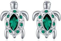 wholesale 925 Sterling Silver Green Austrian Crystal Sea Turtle Stud Earrings-08_Turtle Green