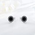wholesale 925 Sterling Silver Black Onyx Round Stud Earrings - Vintage Style Jewelry for Women and Men-0-5