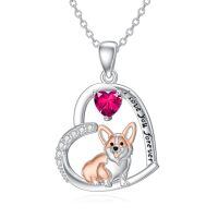 wholesale 925 Sterling Silver Corgi Love Forever Pendant Necklace-2-07-July