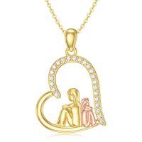 wholesale 14k Heart Pendant Necklace Wholesale With Diamonds And Girl Figurine-style 6