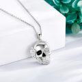 wholesale 925 Sterling Silver Skull Pendant Necklace with Flowers and Black Eyes - Gothic Jewelry for Men & Women-0-3