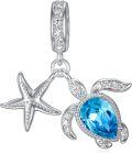 wholesale 925 Sterling Silver Starfish & Blue Stone Sea Turtle Dangle Charms for Bracelets-0-0
