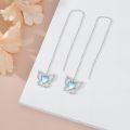 wholesale 925 Sterling Silver 6mm Heart Cut Moonstone Butterfly Threader Earrings for Women-0-2