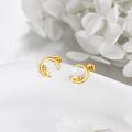 wholesale 14k Gold Red Enamel Hedgehog Crescent Moon Stud Earrings-0-3
