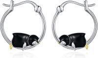wholesale 925 Sterling Silver Penguin Hoop Earrings - Adorable Animal  for Women and Girls-Penguin