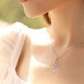 wholesale 925 Sterling Silver Heart Cross Pendant Necklace for Women Men Simple s-0-2