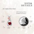 wholesale 925 Sterling Silver Red Garnet Heart Rose Pendant Necklace for Women-0-3
