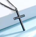 wholesale  Black Plated Mens Cross Pendant Necklace 24 Chain-0-1