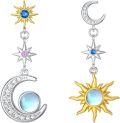 wholesale 925 Sterling Silver Opalite Star & Crescent Moon Drop Earrings-0-0