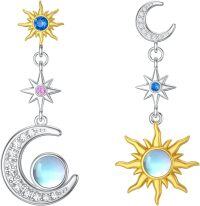 wholesale 925 Sterling Silver Opalite Star & Crescent Moon Drop Earrings-Style 2