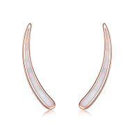 wholesale 925 Sterling Silver White Opal Curved Ear Climber Non-Hypoallergenic Crawler Earrings for Women Girls Gifts Jewelry 4cm Long-1-Rose gold-Created white opal ear climber