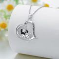 wholesale 925 Sterling Silver Pug in Heart Pendant Necklace for Women Dog Lovers -0-4