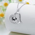 wholesale 925 Sterling Silver Pug in Heart Pendant Necklace for Women Dog Lovers -0-4