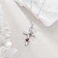 wholesale 925 Sterling Silver Cross Rose Flower Pendant Necklace with Chain for Women-0-2
