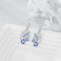wholesale 925 Sterling Silver Butterfly & Blue Flowers Drop Earrings - Mothers Day Gift for Her-0-4