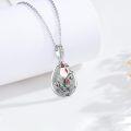 wholesale 925 Sterling Silver Teardrop Moss Agate Red Bird Pendant Necklace-0-2