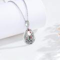 wholesale 925 Sterling Silver Teardrop Moss Agate Red Bird Pendant Necklace-0-2