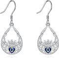wholesale 925 Sterling Silver Celtic Knot Heart Drop Earrings with Blue Crystal Stone Gift for Her-0-0
