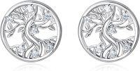 wholesale 925 Sterling Silver Cubic Zirconia Tree of Life Stud Earrings for Women-Tree Round