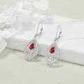 wholesale 925 Sterling Silver Red Garnet Teardrop Filigree Drop Leverback Earrings for Women Valentines Day Gifts-0-1