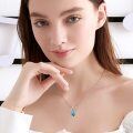 TOUPOP Sterling Silver Turquoise Family Tree Initial P Necklace-0-1