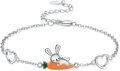 wholesale 925 Sterling Silver Rabbit Carrot Bracelet for Women Daughter Her Adjustable s-0-0