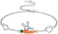 wholesale 925 Sterling Silver Rabbit Carrot Bracelet for Women Daughter Her Adjustable s-10 Bunny