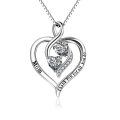 wholesale 925 Sterling Silver Heart Pendant Necklace with Cubic Zirconia and Engraved Message Thank You - Perfect Mothers Day or Birthday Gift for Mom Grandmother-0-0