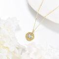wholesale 10K Gold 4-Heart Clover Pendant Necklace with Celtic Knot Design and Cubic Zirconia Stones-0-3