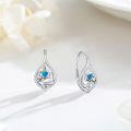 wholesale 925 Sterling Silver Sloth Heart Blue Opal Leverback Earrings for Women Girls Gifts-0-1
