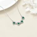 wholesale 925 Sterling Silver Emerald Green CZ Four-Leaf Clover & Heart Pendant Necklaces Set for Women Girls  4PCs-0-3
