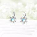 wholesale 925 Sterling Silver Opal Daisy Flower Leverback Dangle Hoop Earrings  for Women-0-2