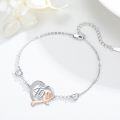 wholesale 925 Sterling Silver Rose Gold Plated Heart-Shaped Charm Bracelet with Cubic Zirconia Accents - Perfect Gift for Mother's Day/Wife/Daughter/Mom/Grandma on Her Special Occasion-0-2