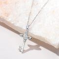 wholesale 925 Sterling Silver Key Pendant Necklace Wholesale With Orb And Bow-0-1