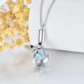 wholesale 925 Sterling Silver Crystal Fox Pendant Necklace with Iridescent Stone and Angel Wings Design-0-3