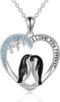 wholesale 925 Sterling Silver Heart-Shaped Penguins Love Forever Pendant Necklace s for Women-0-0
