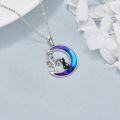 wholesale 925 Sterling Silver Blue Purple Moon & Black Cat Tree of Life Pendant Necklace for Women -0-3