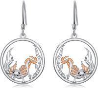 wholesale 925 Sterling Silver Axolotl Shape Circle Pendant Hook Earrings for Women Gifts-Axolotl Earrings