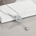 wholesale 925 Sterling Silver Tennis Racket Necklace with Basketball Charm for Women Basketball  for Players-0-1