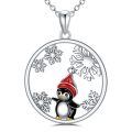 TOUPOP 925 Sterling Silver Snowflake Penguin Snowman Pendant Necklace-0-0