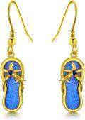 wholesale 925 Silver Blue Opal Flip Flop Dangle Earrings for Women-0-0