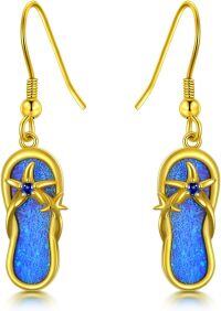 wholesale 925 Silver Blue Opal Flip Flop Dangle Earrings for Women-Flip Flop