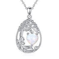 wholesale 925 Sterling Silver Heart Pendant Necklace Wholesale Gold Plated-10-Oct-Opal