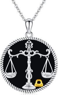 wholesale 925 Sterling Silver Libra Zodiac Sign Black Onyx Gemstone Pendant Necklace-Libra(9.23-10.23)