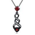 wholesale 925 Sterling Silver Red Crystal Black Rose Infinity Pendant Necklace for Women Valentines Day Gifts-0-0