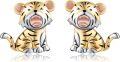 wholesale 14K Gold Tiger Shaped Stud Earrings 14K Gold Minimalist for Women Girls-0-0