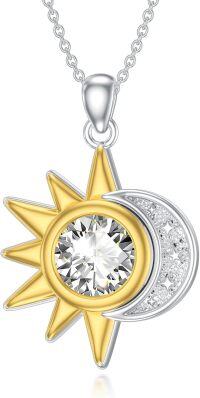 wholesale Silver Gold Sun and Moon Necklace with Stone Women s Gift-sun and moon